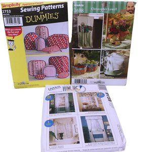 Lot of 3 Sewing Patterns Home Decor Patio Appliance Covers Valance New Folded